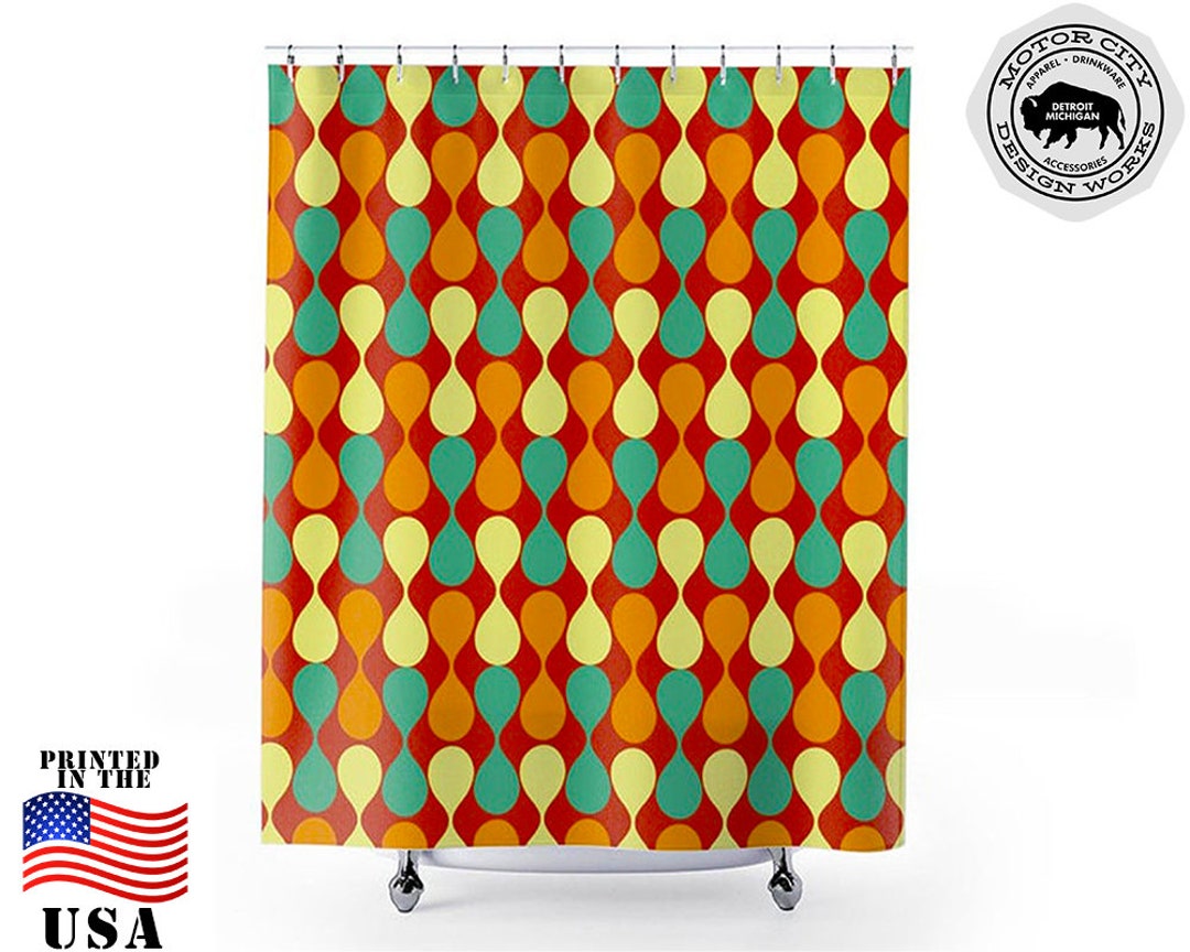 GEOMETRIC Mid Century Modern Shower Curtain MCM Bathroom, Modernist, Retro Bathroom, Bathroom Décor