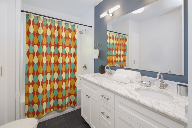 GEOMETRIC Mid Century Modern Shower Curtain MCM Bathroom, Modernist, Retro Bathroom, Bathroom Décor - Image 3