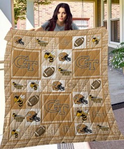 GT Team Ncaa Georgia Tech Yellow Jackets Green Quilt Blanket Bedding Set