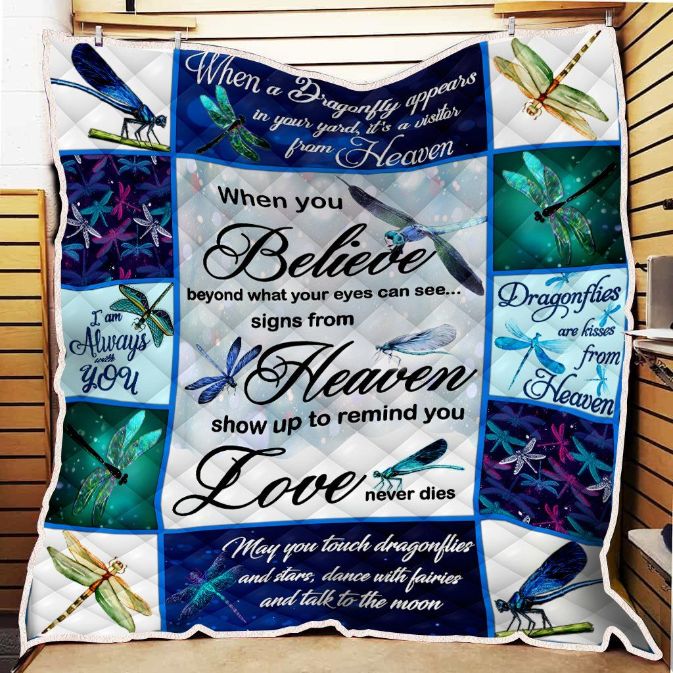 Galaxy Dragonfly Are Kisses From Heaven Quilt Blanket Bedding Set