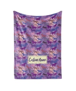 Galaxy Horse Pattern - Personalized Custom Blanket With Your Child's Or Family Name Sherpa Fleece Blanket Gifts for Family, for Couple