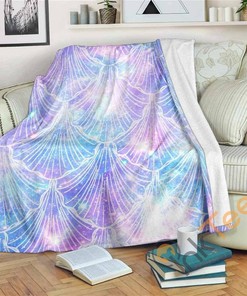 Galaxy Mermaid Scales Pattern Sherpa Fleece Blanket Gifts for Family, for Couple