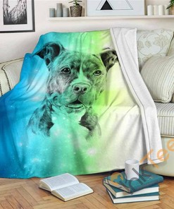 Galaxy Pit Bull Sherpa Fleece Blanket Gifts for Family, for Couple
