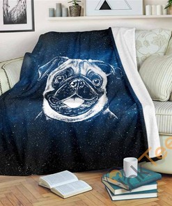 Galaxy Pug Sherpa Fleece Blanket Gifts for Family, for Couple