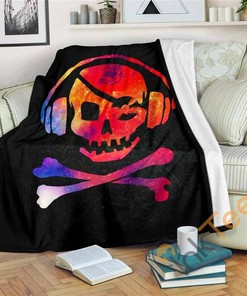 Galaxy Skull Dj Sherpa Fleece Blanket Gifts for Family, for Couple