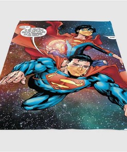 Galaxy Superman Comic Sherpa Fleece Blanket Gifts for Family, for Couple