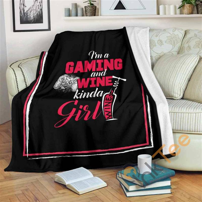 Gaming Ps And Wine Kinda Girl Sherpa Fleece Blanket Gifts for Family, for Couple