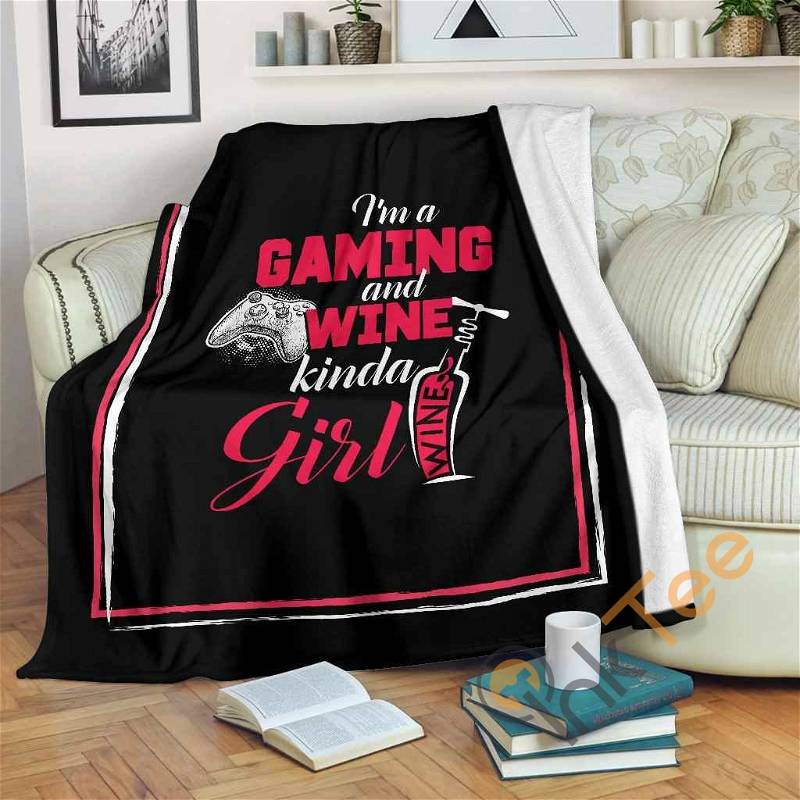 Gaming Xb And Wine Kinda Girl Sherpa Fleece Blanket Gifts for Family, for Couple