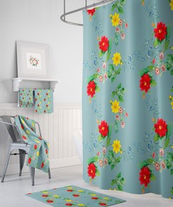 Garden Dahlia Shower Curtain Or Floral Bath Set