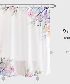 Garden Flowers Shower Curtain, Flower Plant Floral Bathroom Decor, Minimalist Waterproof Washable Bath Curtain