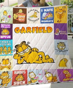 Garfield Cat Cartoon Movie Fan Quilt Blanket Bedding Set with 2 Pillowcases