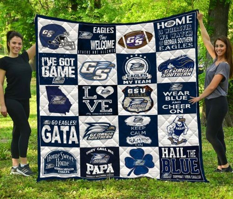 Gata Ncaa Georgia Southern Eagles Collection Green Quilt Blanket Bedding Set