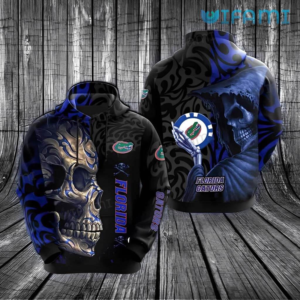 Gators Hoodie 3D Skeleton Holding Logo Florida Gators Gift