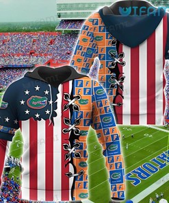 Gators Hoodie 3D USA Flag Stitches Logo Florida Gators Gift