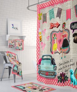 Geez Louise Retro Shower Curtain for Bathroom Decor, Home Decor