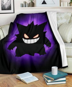 Gengar Sherpa Fleece Blanket Gifts for Family, for Couple