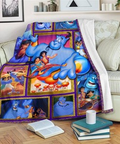 Genie Aladdin Sherpa Fleece Blanket Gifts for Family, for Couple