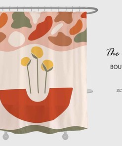 Geometric Abstract Trees Shower Curtain, Bath Decor Ideas, Housewarming Gift, Waterproof Shower Curtains