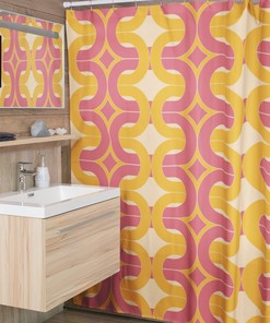 Geometric Hippie Retro Shower Curtain - Groovy 60's And 70's Bathroom Decoration