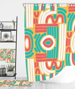 Geometric Mod Abstract Shower Curtain, Bath, Towel Options