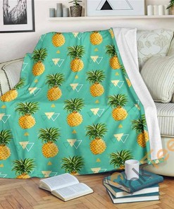 Geometric Pineapple Pattern Sherpa Fleece Blanket Gifts for Family, for Couple