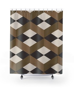 Geometric Shower Curtain, Guest Bathroom Decor, Retro Shower Curtain