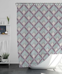 Geometry Line Purple Shower Curtain, Modern Art Deco Fabric Bathroom Curtain, Home Bathroom Set Decor