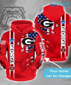 Georgia Bulldogs Hoodie 3D USA Flag Custom Name Georgia Bulldogs Gift