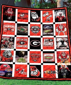 Georgia Bulldogs Quilt Blanket Bedding Set With Pillowcase Option