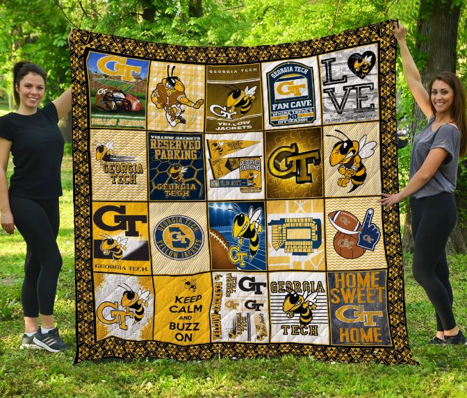 Georgia Tech Yellow Jackets Quilt Blanket Bedding Set Fan Gift