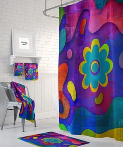 Get Happy Boho Shower Curtain for Bathroom Decor, Home Decor