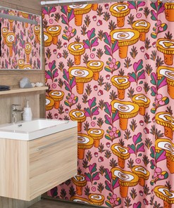 Get Ready For Fall With Our Groovy 60's 70's Hippie Mushroom Shower Curtain For Your Bathroom