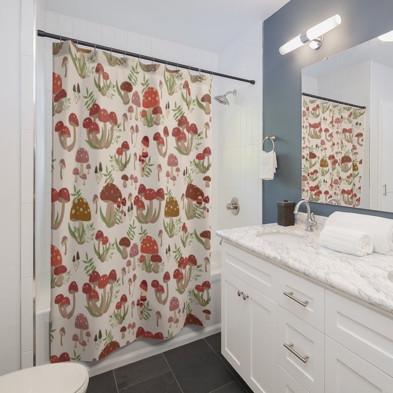 Get Ready For Fall With Our Groovy 60's 70's Hippie Mushroom Shower Curtain For Your Bathroom Home Decor - Image 3