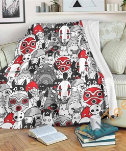 Ghibli Art Sherpa Fleece Blanket Gifts for Family, for Couple