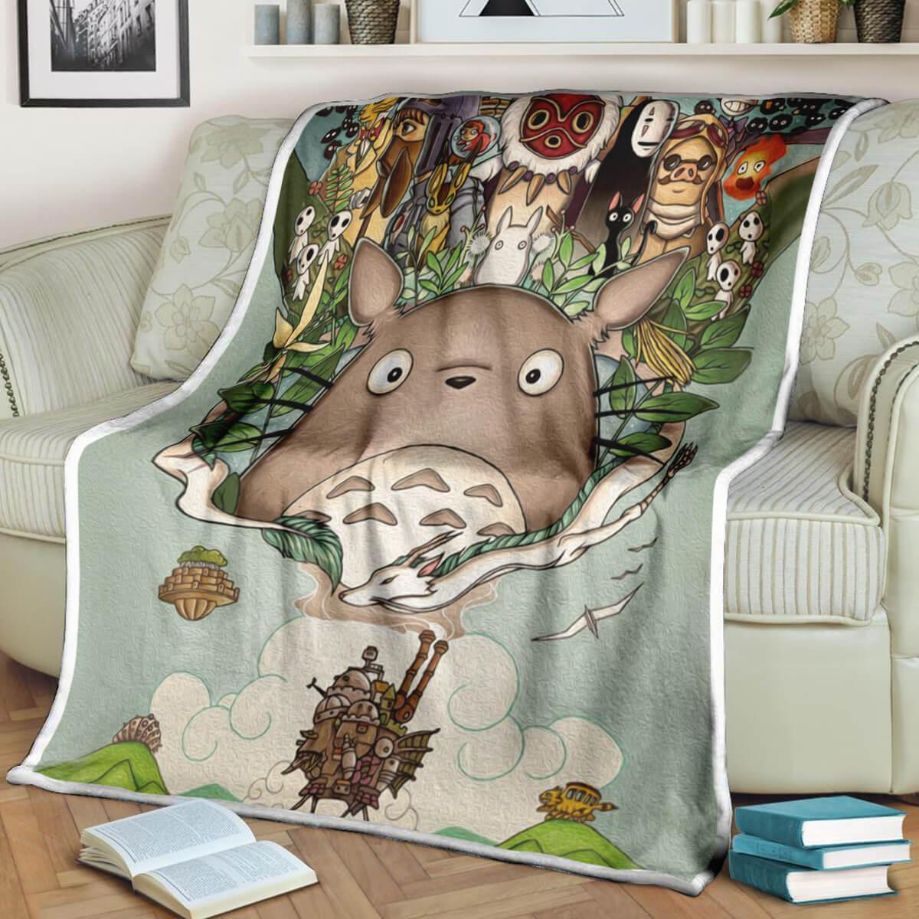 Ghibli Fleece Quilt Blanket Bedding Set for Home Décor
