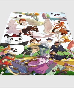 Ghibli Studio Animation Character Sherpa Fleece Blanket Gifts for Family, for Couple