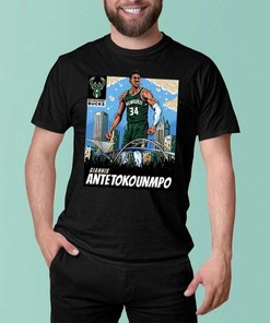Giannis Antetokounmpo Skyline Milwaukee Bucks T-Shirt