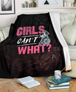 Girls Can't What Sherpa Fleece Blanket Gifts for Family, for Couple