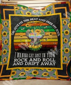 Give Me The Beat And Free My Soul Elephant Hippie Quilt Blanket Bedding Set