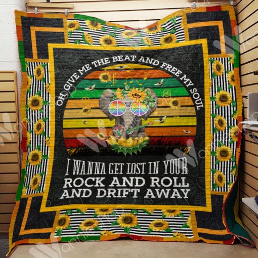 Give Me The Beat And Free My Soul Elephant Hippie Quilt Blanket Bedding Set