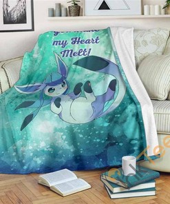 Glaceon Heart Melt Love Quote Sherpa Fleece Blanket Gifts for Family, for Couple
