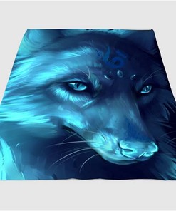Glowing Wolf Painting Sherpa Fleece Blanket Gifts for Family, for Couple