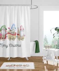 Gnome Shower Curtain Optional Set Christmas Train
