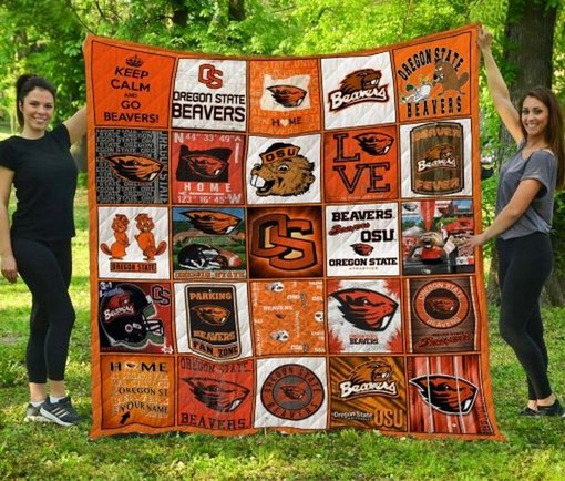 Go Beavers Ncaa Oregon State Beavers Combined Quilt Blanket Bedding Set