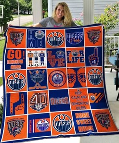Go Edmonton Oilers Quilt Blanket Bedding Set for Home Décor