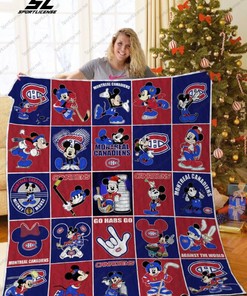 Go Habs Go Montreal Canadiens Mickey Mouse Quilt Blanket Bedding Set