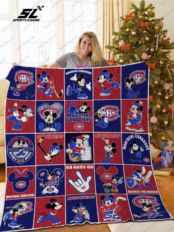 Go Habs Go Montreal Canadiens Mickey Mouse Quilt Blanket Bedding Set