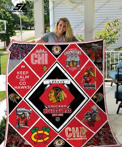 Go Hawks Chicago Blackhawks Quilt Blanket Bedding Set