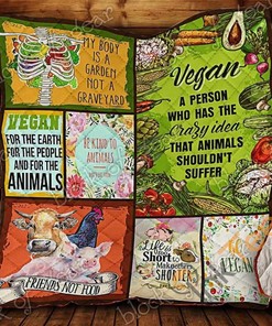 Go Vegan Quilt Blanket Bedding Set