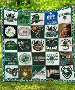 Go Vikes Ncaa Cleveland State Vikings Collection Quilt Blanket Bedding Set